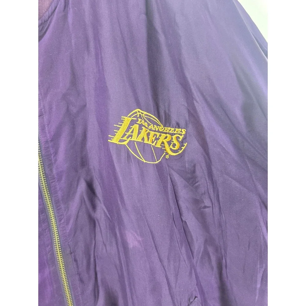Tulliano Bomber Jacket Mens XL Purple Vintage 90s Silk Los Angeles Lakers NBA